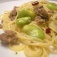 『そら豆とイタリアンソーセージのペペロンチーノ』 そら豆パスタその2