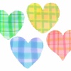 手描きチェック模様のハートマーク4種