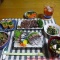 【夕食】さばのお造り・サーロインステーキ・鶏肉ホルモン煮物…