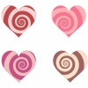 渦巻き模様のハートマーク素材　ピンクや茶色