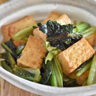 【節約おかずレシピ】小松菜と厚揚げ豆腐のにんにく醤油の最強おかず