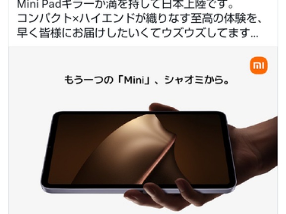 Xiaomi Japanのマーケティングマネージャー､Xiaomi Pad miniの価格について｢みんなの予想が安すぎて発表するの嫌になってきたな｣