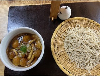 そば処おきなのなめこざるそばと野菜天ざるそば