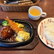 赤穂　ハンバーグ＆ジャンボ海老フライ♪《トマト＆オニオン》