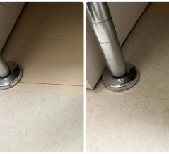 賃貸キッチンのクッションフロアDIY完成！スチールラック下まで敷いてスッキリ