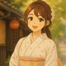 桜模様の浴衣をまとった少女