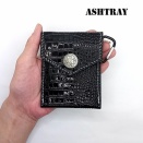 新作です。ワニ革合成皮革レザー携帯灰皿 クロコ型押インディアンハンドメイドレザークラフト