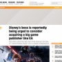 ディズニーがゲーム会社に転身！？EAのような大手ゲームパブリッシャー買収を促されているとの海外報道