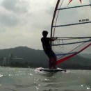 Mr.Hayasaki second try to catamaran windsurfing at Aoshima resort in Japan
