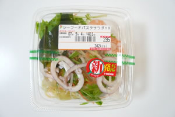 シーフードパスタサラダ 342kcal 295円 セブンイレブン コンビニ グルメ ブログ