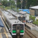 今朝の只見線　会津坂下駅　キハE120系（通常色・国鉄色）・キハ110系（通常色）