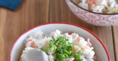 カニカマと油揚げの里芋炊き込みご飯