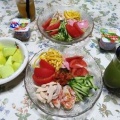 カワセミ　～ウインナーとブロッコリー舞茸炒めの朝ご飯、冷やし中華の晩ご飯～