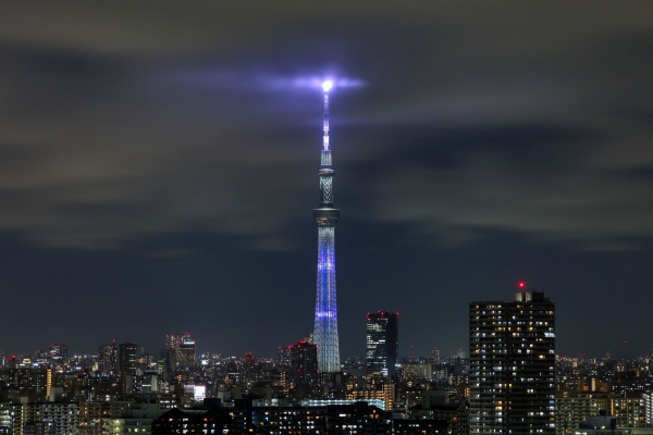 東京スカイツリー定点観測所 試験点灯