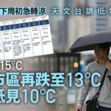 『来週火曜から急激に気温低下、最も低い地域の予想は10度』の画像