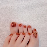 【フットネイル】キラキラべっ甲ネイル