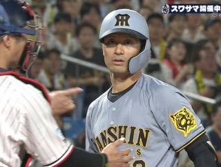 阪神・坂本、死球に珍しく怒りの表情