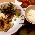 マヨ鶏肉 野菜炒め トマト焼き