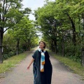 日曜礼拝には藍染ワンピースで♪