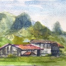 山里の家が見える風景