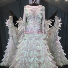 社交ダンス　★NiniDanceのドレス 専用！社交ダンスドレス！スタンダードドレス！ペパーミント！付属品