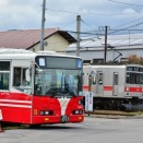 20191020　上田電鉄別所線　下之郷　上田バス列車代行バスF-042号車/1000系1001編成【令和元年東日本台風被害復旧の記録#015】