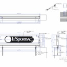 【SIGN_023】フレーム什器用トップ差し込み式サインプレートの姿図と断面図