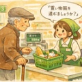 レジ台で…
