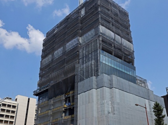 地上28階、高さ132.6m「(仮称)心斎橋プロジェクト」の建設状況！心斎橋駅直結の複合施設で高層部には「ザ・ゲートホテル」が出店（2024.9.8）