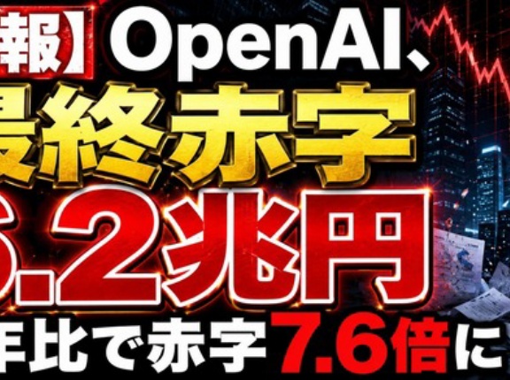 【悲報】OpenAI、最終赤字6.2兆円 前年比で赤字7.6倍に
