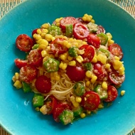 そうめんが合う〜夏野菜たっぷり明太子そうめん