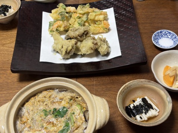 天ぷらと柳川鍋