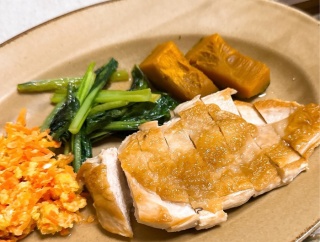 むね肉のチキンステーキとイチジクの洋風白和えで晩ごはんとばーばと食べ物の話