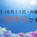 明日(6月11日・木曜日)は定休日とさせて頂いております!