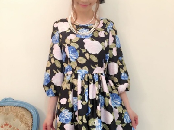 フェリエワンピJAPONローズ柄80％OFF★在庫ブルー38size1点のみになりました！