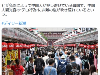 韓国人「中国人がどこでもウンコするんよ」観光ビザ免除に60%が反対