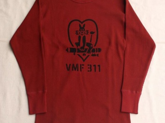 FREEWHEELERS / "TOMCATS" CREW NECKED THERMAL LONG SLEEVE SHIRT