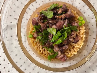 ほたるいかとクレソンの炊き込みごはん