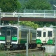 今朝の只見線　会津坂下駅　キハ110系（キハ40系カラー）・キハE120系