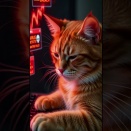 パソコン操作中　大パニックになる茶トラ