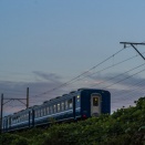 11月の川根路　走り去るブルートレイン