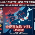 【速報】日本と中国を結ぶ49路線、全便運航取り消し決定きたあああああああ！！