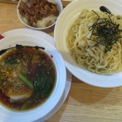 らーめん天神下 大喜＠仲御徒町　「醤油つけめん（太麺）、ランチタイム小ごはん」