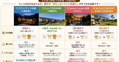 【九州旅行】【犬4匹】糸島で朝夕食付きの宿を探した結果…まさかのレジーナ由布院案が浮上