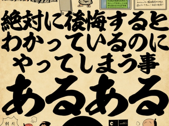 絶対に後悔するとわかっているのにやってしまう事あるあるでござる