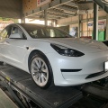 テスラ　モデル３　車検整備でご入庫いただきました。