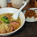 らーめん穀雨 @渋谷 ワンタン麺5個塩 ランチミニカレー