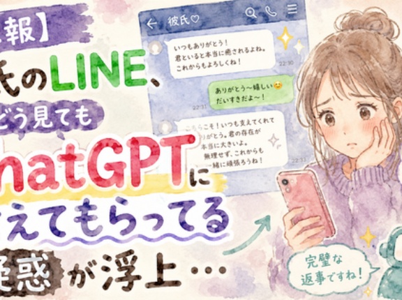 【悲報】彼氏のLINE、どう見てもChatGPTに考えてもらってる疑惑が浮上&hellip;「私の心が狭いのでしょうか」