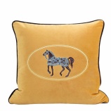『刺繍クッションカバー Horse 黄色』の画像