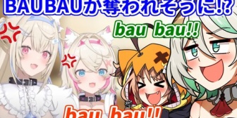 【ホロEN】フワモコからBAU BAUを奪おうとするジジとセシリア